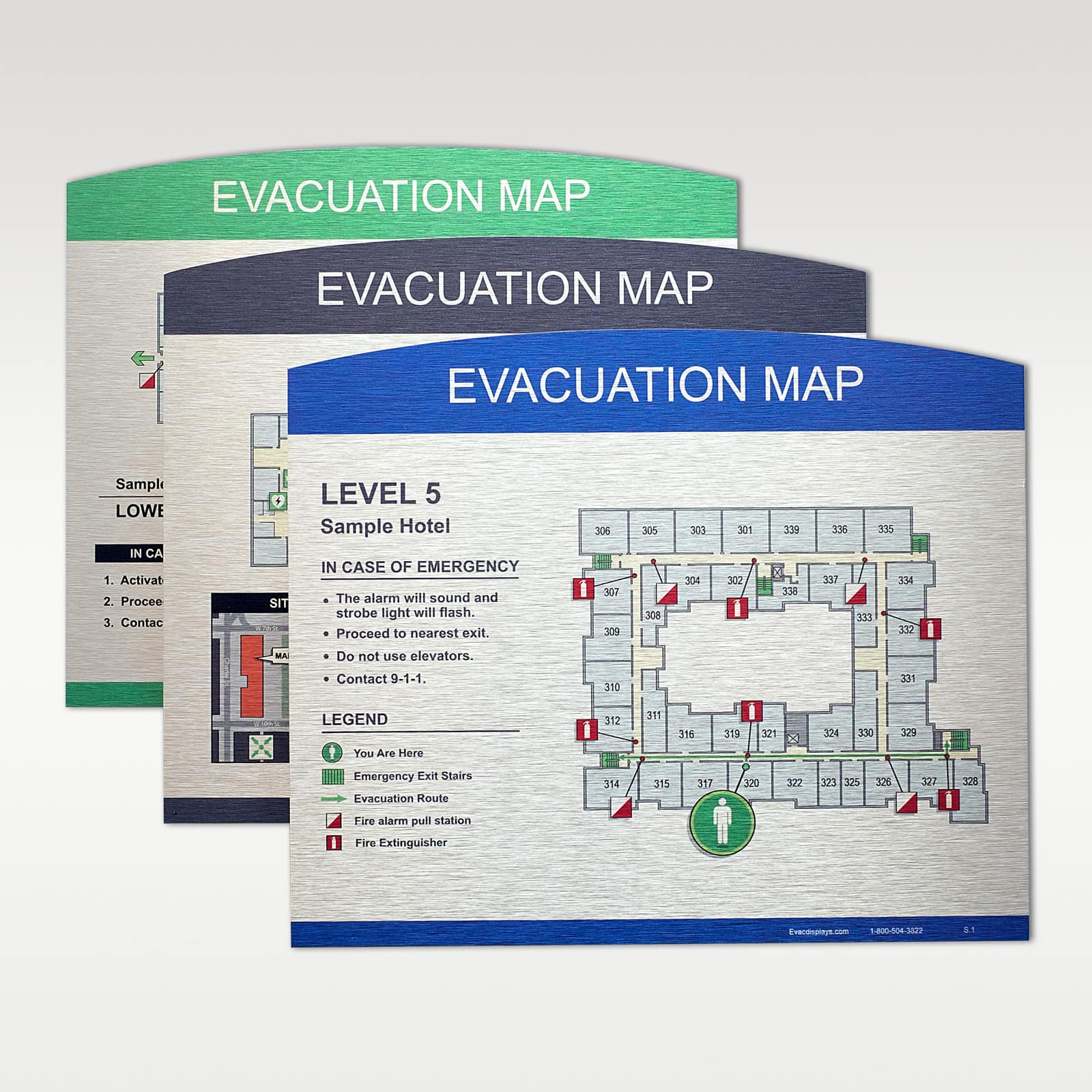 Brushed Aluminum Evacuation Map Header Styles