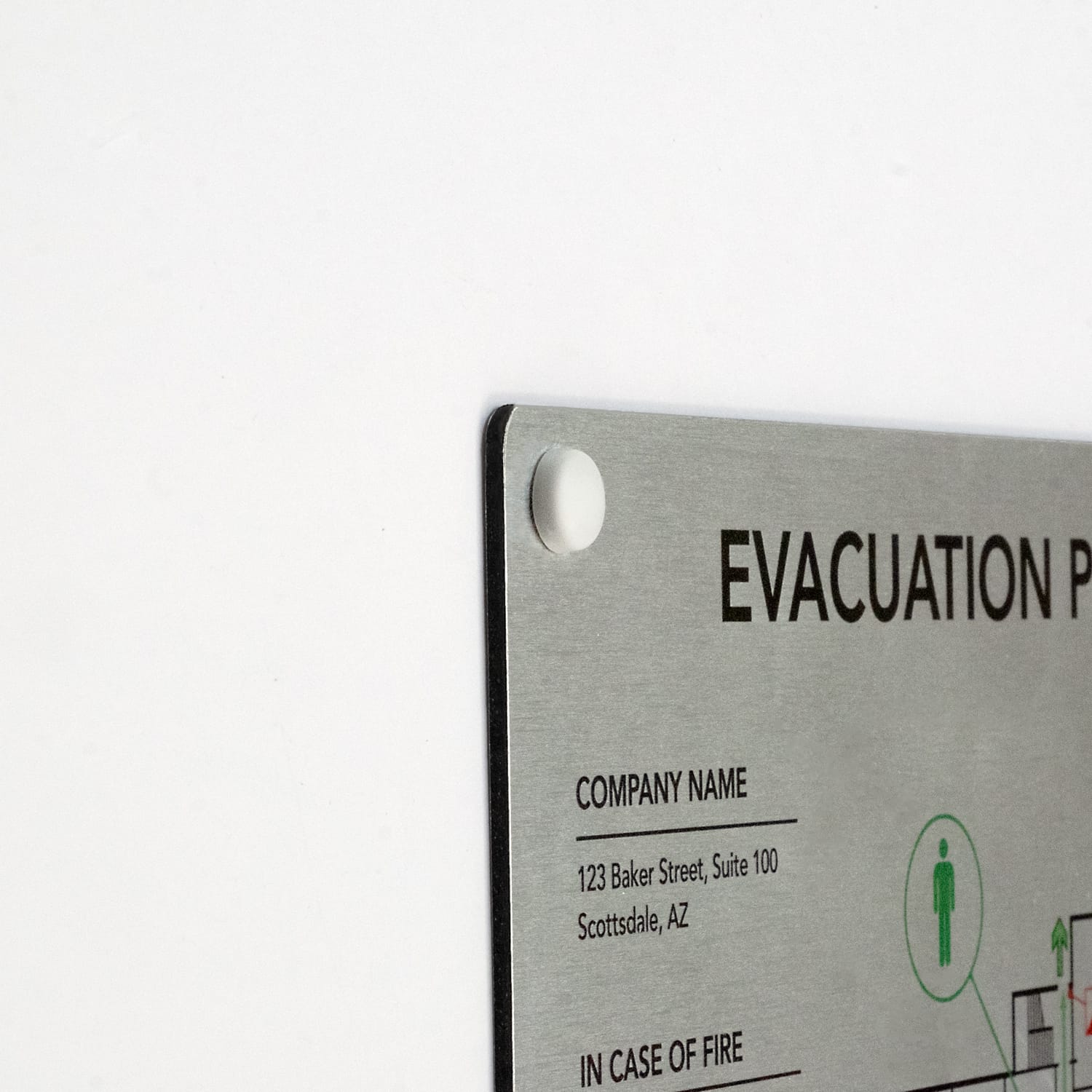 Brushed Aluminum Evacuation Map Snap Cap Mount