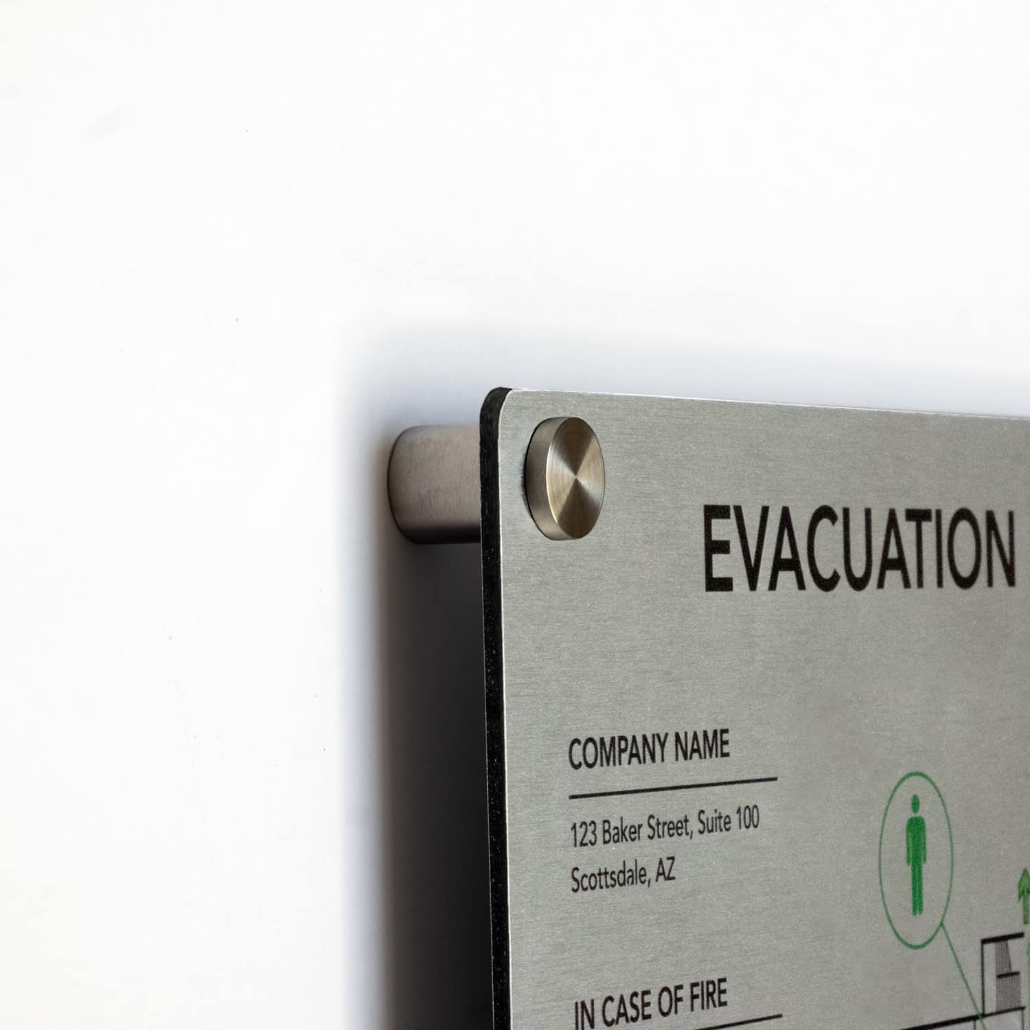 Brushed Aluminum Evacuation Map Standoff Mount