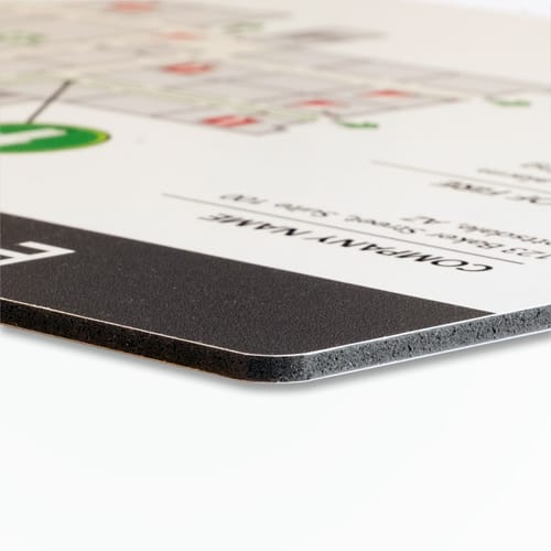 Palboard PVC evacuation map material close-up