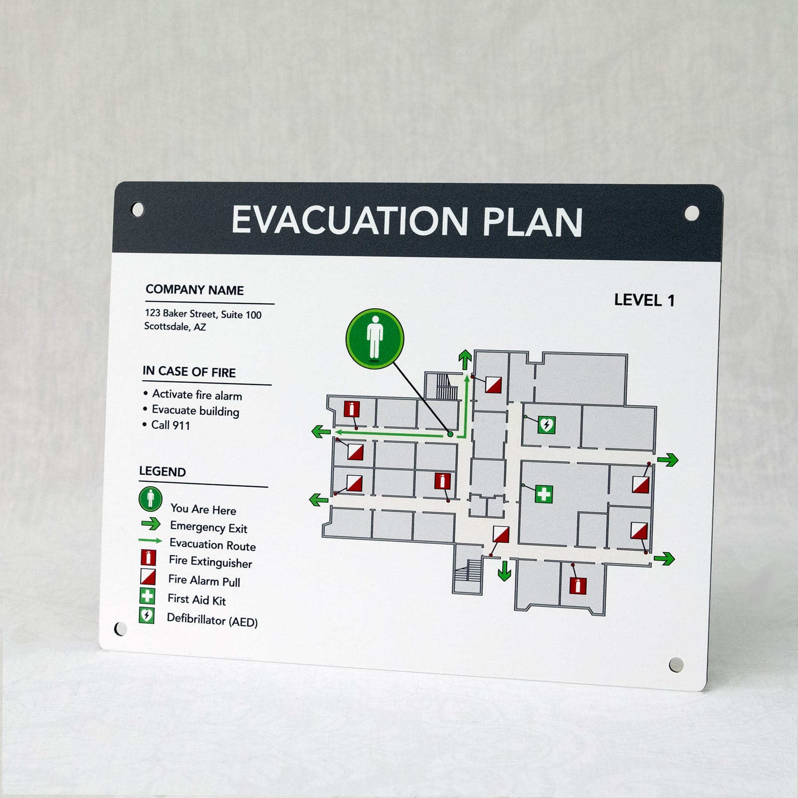 Palboard PVC Evacuation Map Screw Holes
