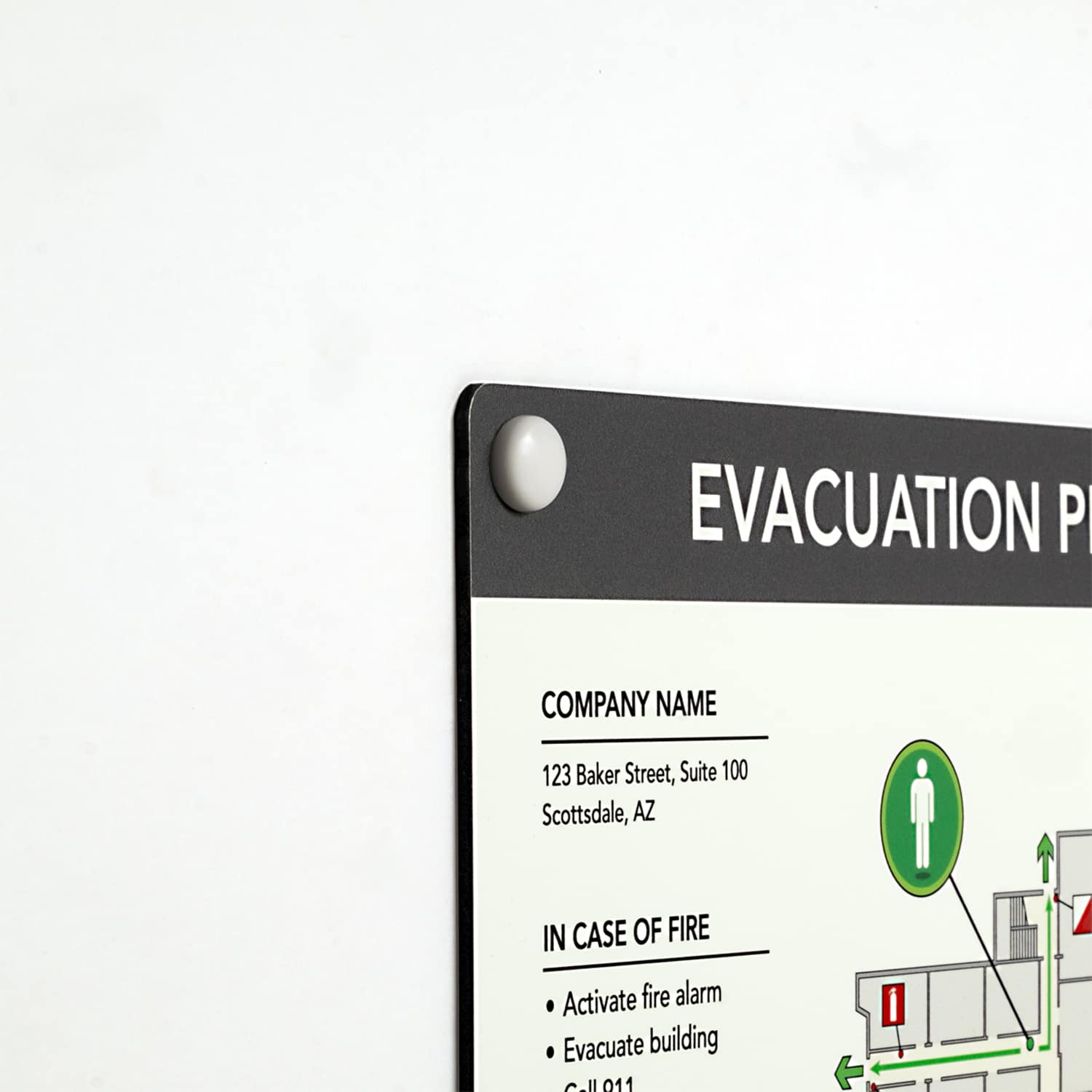 Palboard PVC Evacuation Map Snap Cap Detail Black Edge
