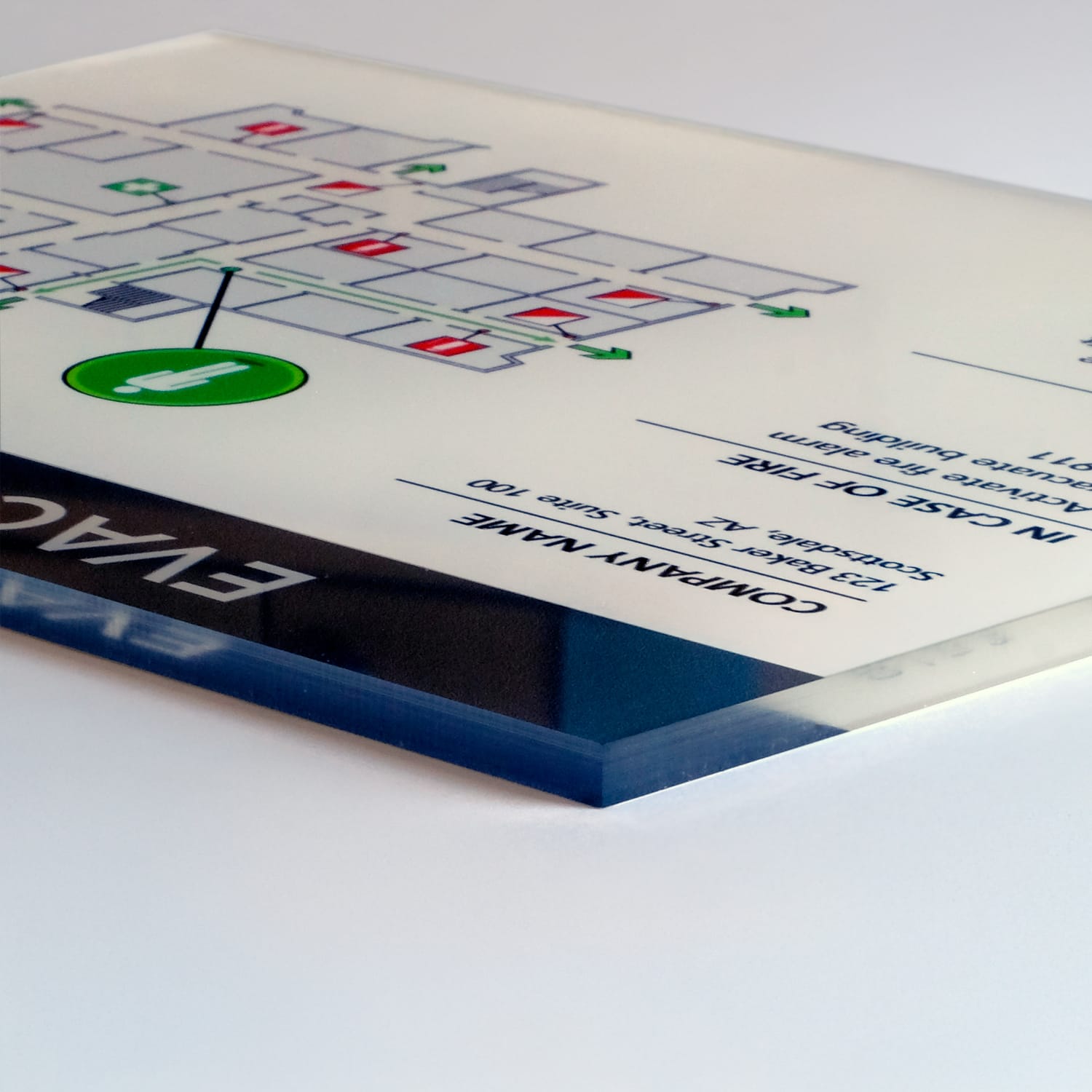 Premium Acrylic Evacuation Map Thickness Detail
