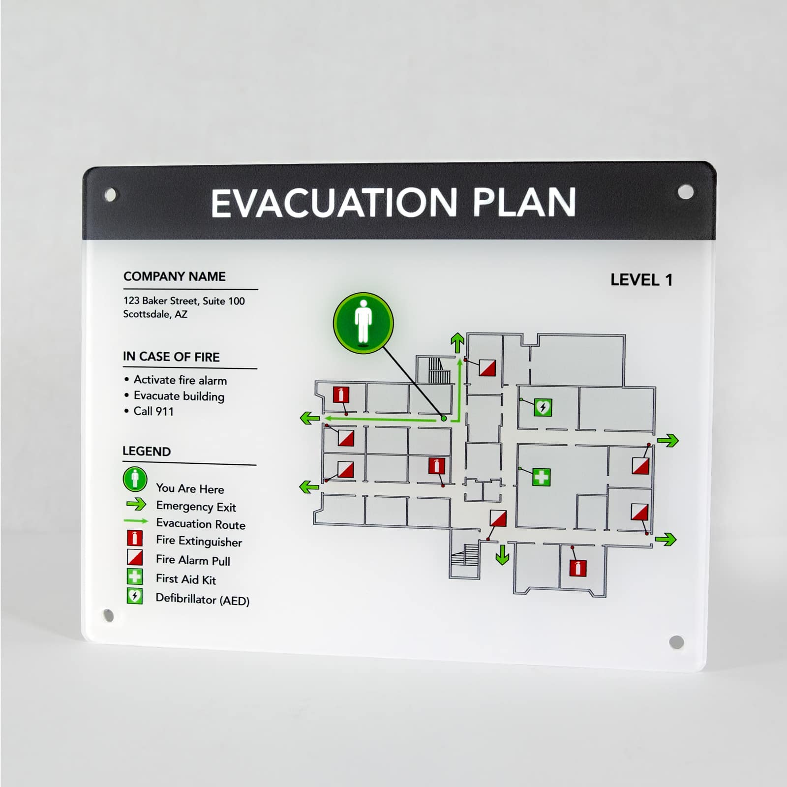 Standard Acrylic Evacuation Map Screw Mount