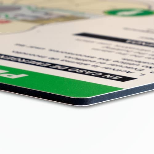 White aluminum evacuation map material close-up