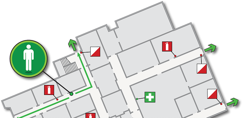 Building evacuation map floor plan